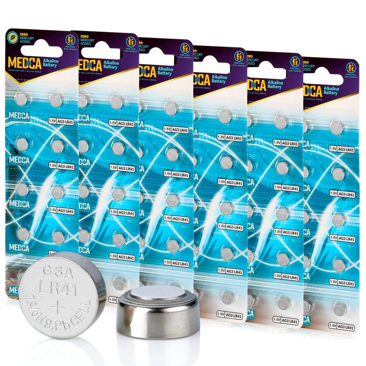 1.5V Alkaline Batteries - LR41, 192, 92A,LR736, and AG3 Battery - Button Coin Cell for Hearing Aids, Amplifiers, Clocks,