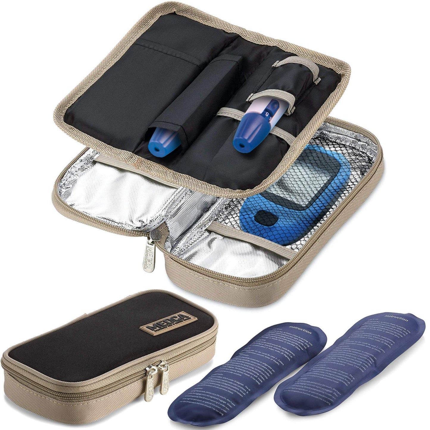 Insulin Cooler Travel Case - Insulated Portable Diabetic Pouch with 2 Gel Ice Packs - Reusable Lightweight & Durable Org