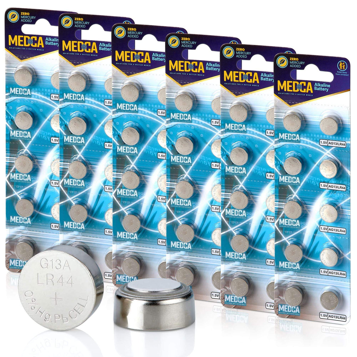 1.5V Alkaline Batteries - LR44 L1154 AG13 357 303 SR44 Battery - Button Coin Cell for Hearing Aids and Amplifiers, Toys,