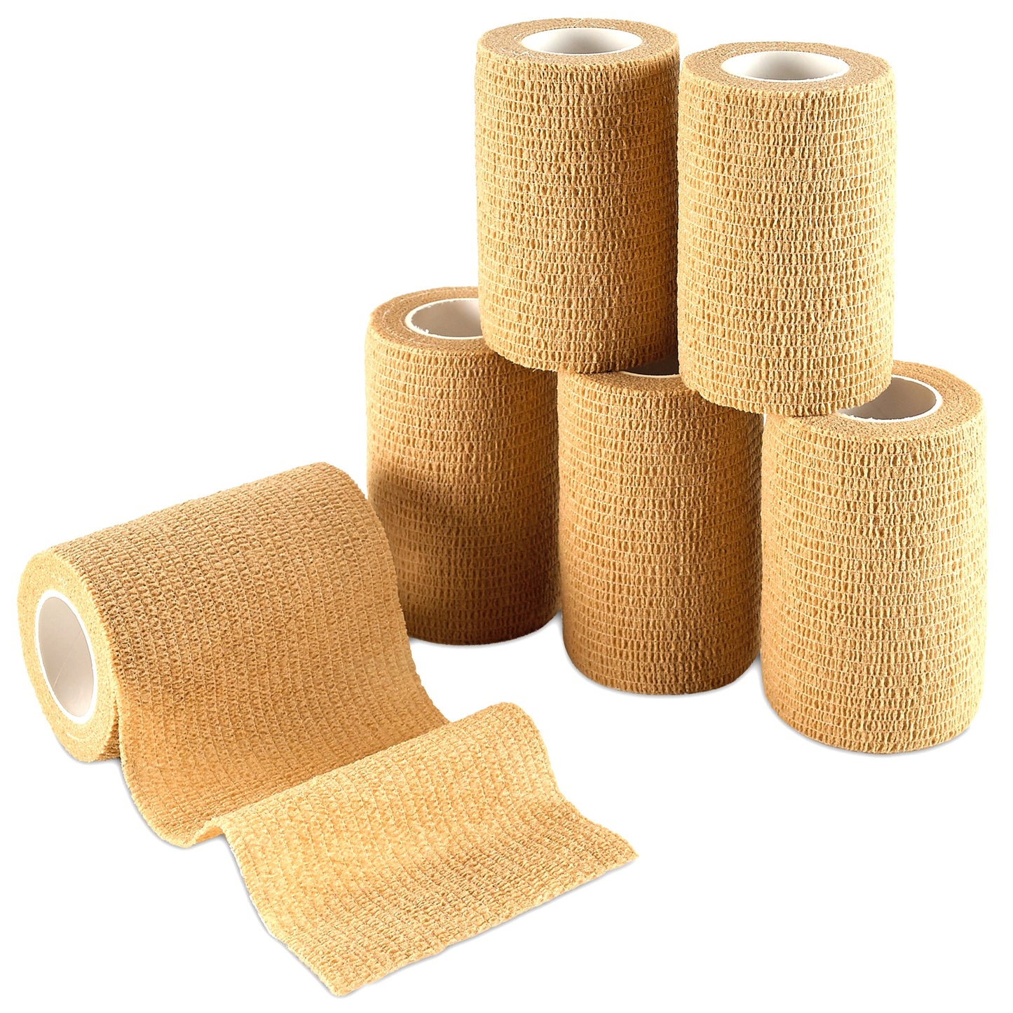 Self Adherent Wrap - Bulk Pack of 6, Athletic Tape Rolls and Sports Wraps, Self Cohesive Non-Woven Adhesive Bandage (3 I
