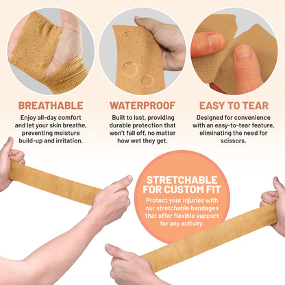 Self Adherent Wrap - Bulk Pack of 6, Athletic Tape Rolls and Sports Wraps, Self Cohesive Non-Woven Adhesive Bandage (3 In x 5 Yards) for Ankle Sprains & Swelling