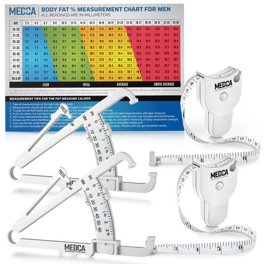 Body Tape Measure and Skinfold Caliper Body Fat Monitor Set - (Pack of 2) - Double Sided Body Tape Measures (150 cm /60 