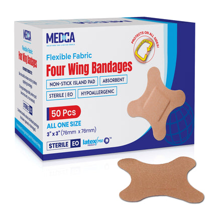 Flexible Knuckle Fabric Bandages - 50 Count Box of Flex Fabric Adhesive Bandages Knuckle Bandages for Finger Care and to