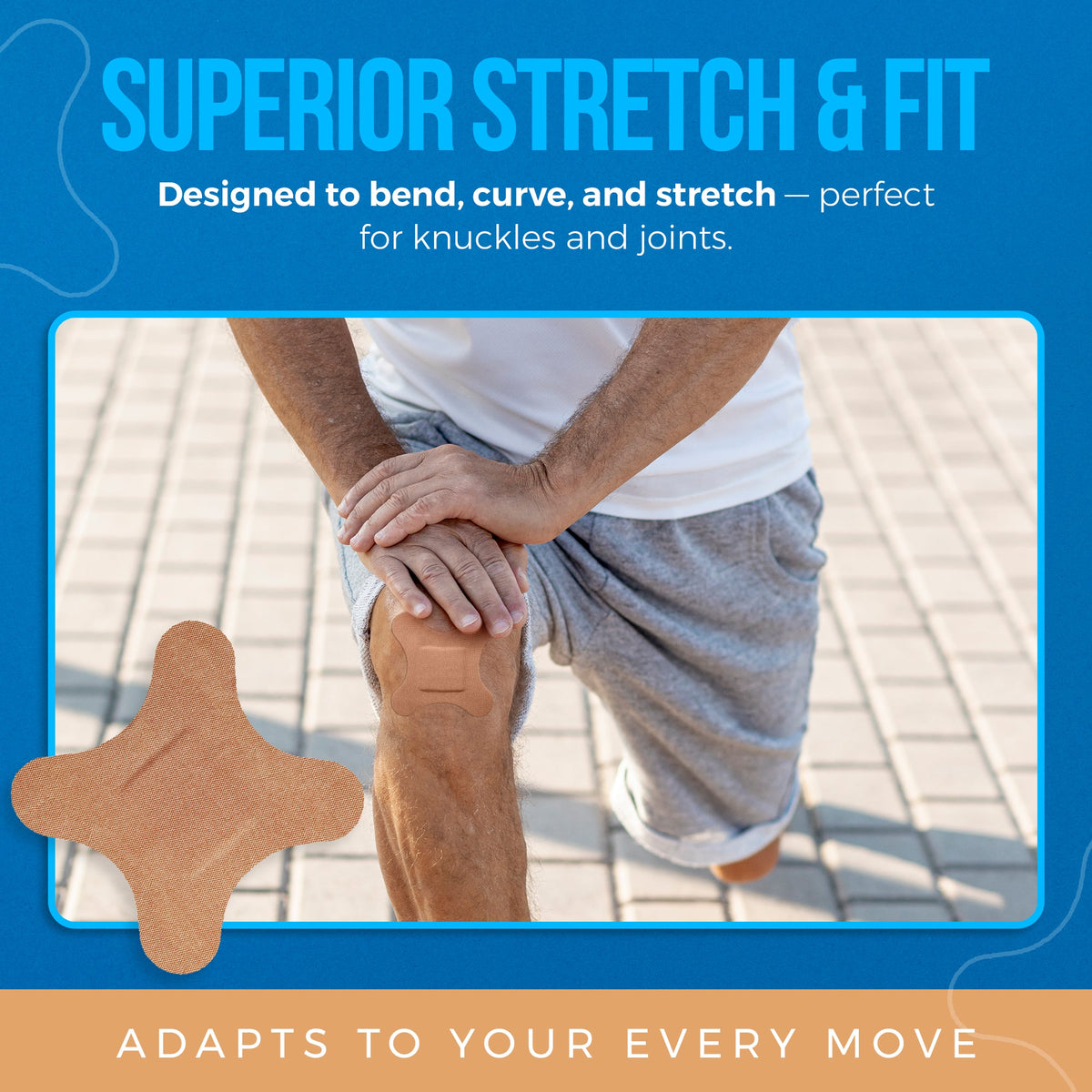 Flexible Knuckle Fabric Bandages - 50 Count Box of Flex Fabric Adhesive Bandages Knuckle Bandages for Finger Care and to Protect Wounds