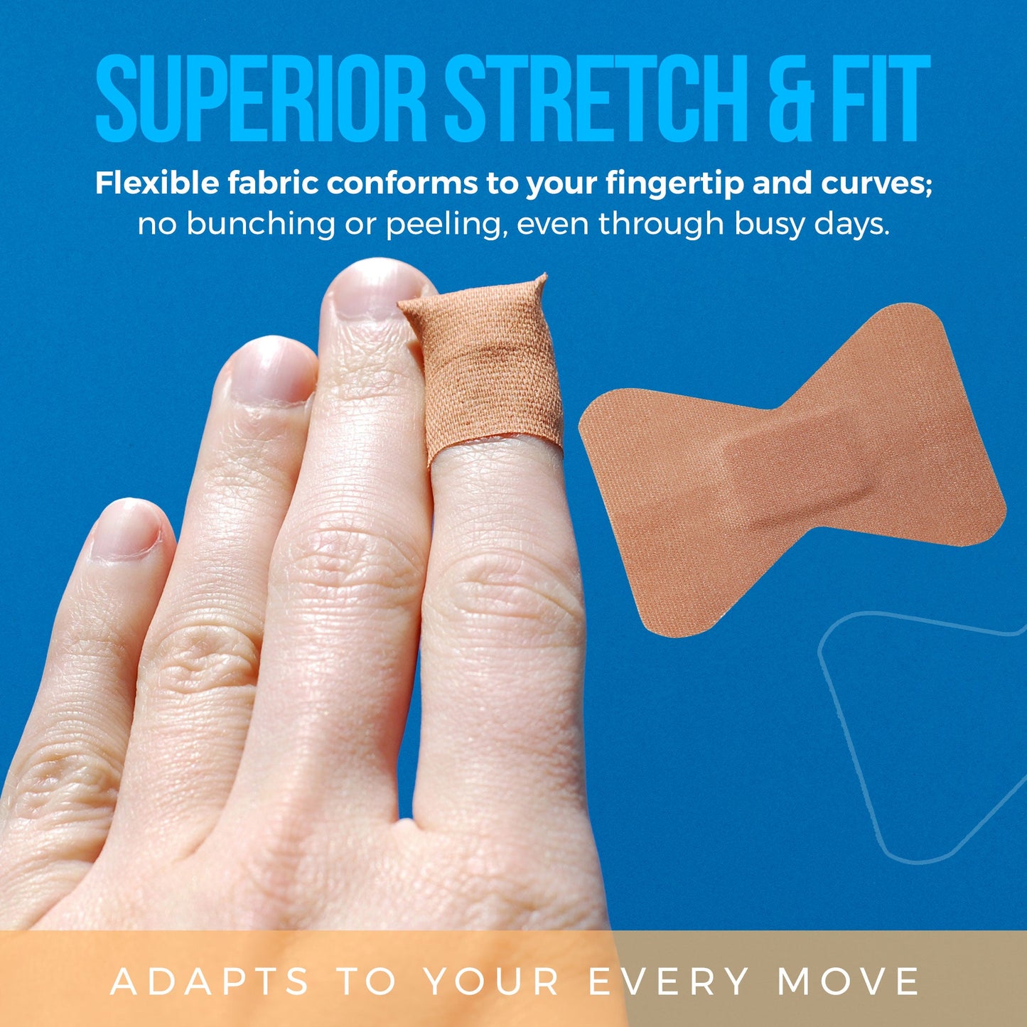 Flexible Fabric Finger Bandages - 100 Count Box of Flex Fabric Adhesive Bandages Cuts, Scrapes, Care and to Protect Wounds