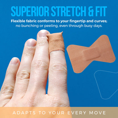 Flexible Fabric Finger Bandages - 100 Count Box of Flex Fabric Adhesive Bandages Cuts, Scrapes, Care and to Protect Wounds