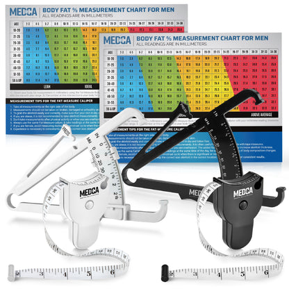 Body Fat Caliper and Measuring Tape for Body - Pack of 2 Skinfold Calipers and Body Fat Tape Measure Tools for Accuratel