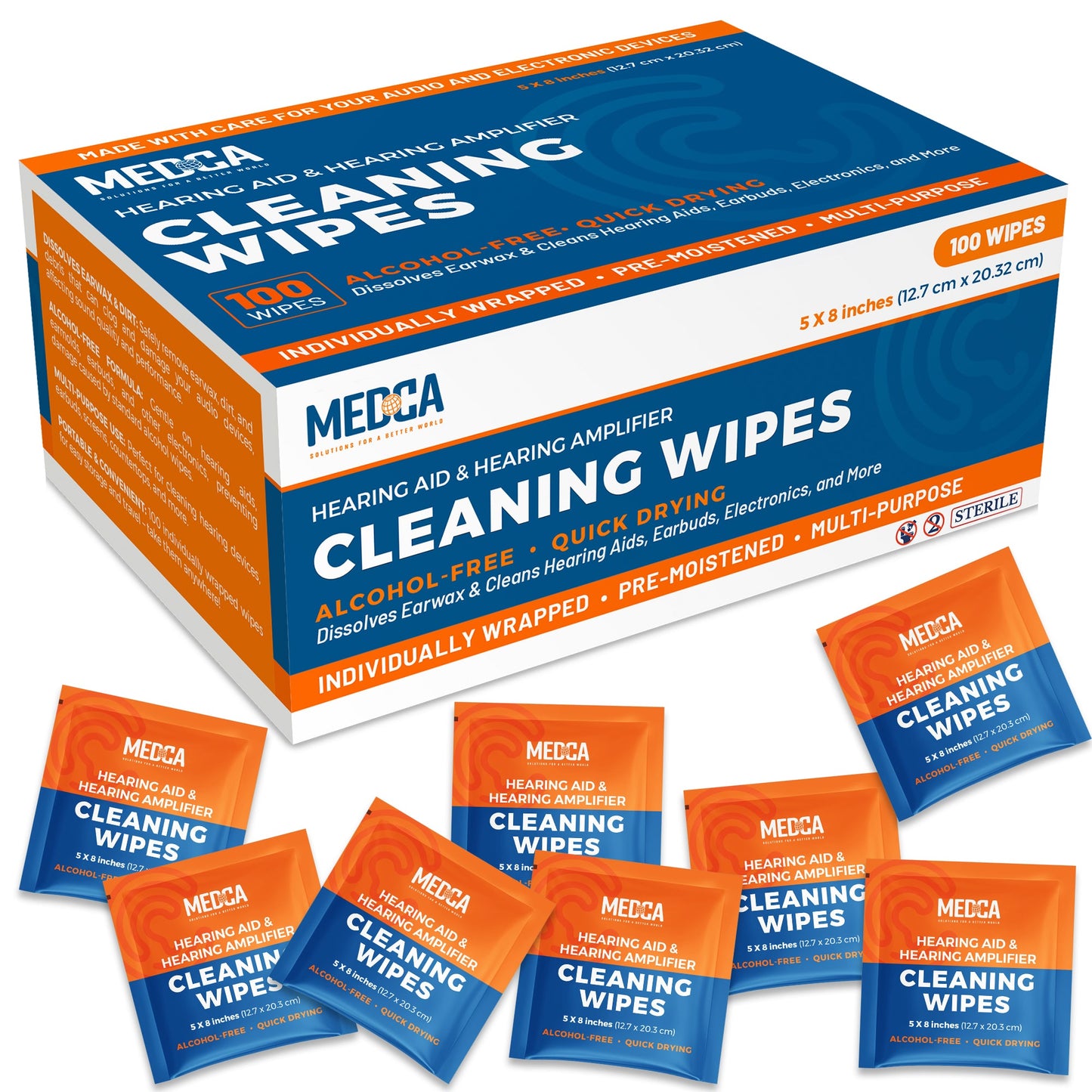 Hearing Aid and Hearing Amplifier Wipes - (100 Count) Individually Wrapped Singles for Hearing Aids, Earphones, Headphon