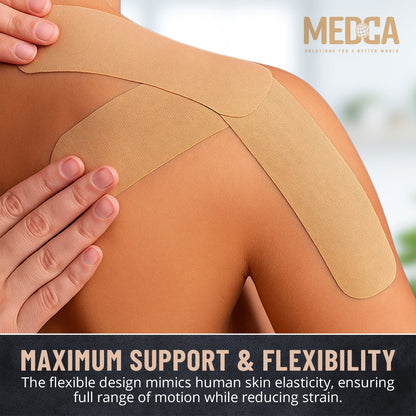 Kinesiology Tape Rolls - Pack of 3 (2 Inch x 16 Ft / 5cm x 5m) - Latex-Free, Breathable Cotton - Strong Adhesive for Muscle & Joint Support - Water-Resistant & Sweatproof for Sports & Recovery, Beige