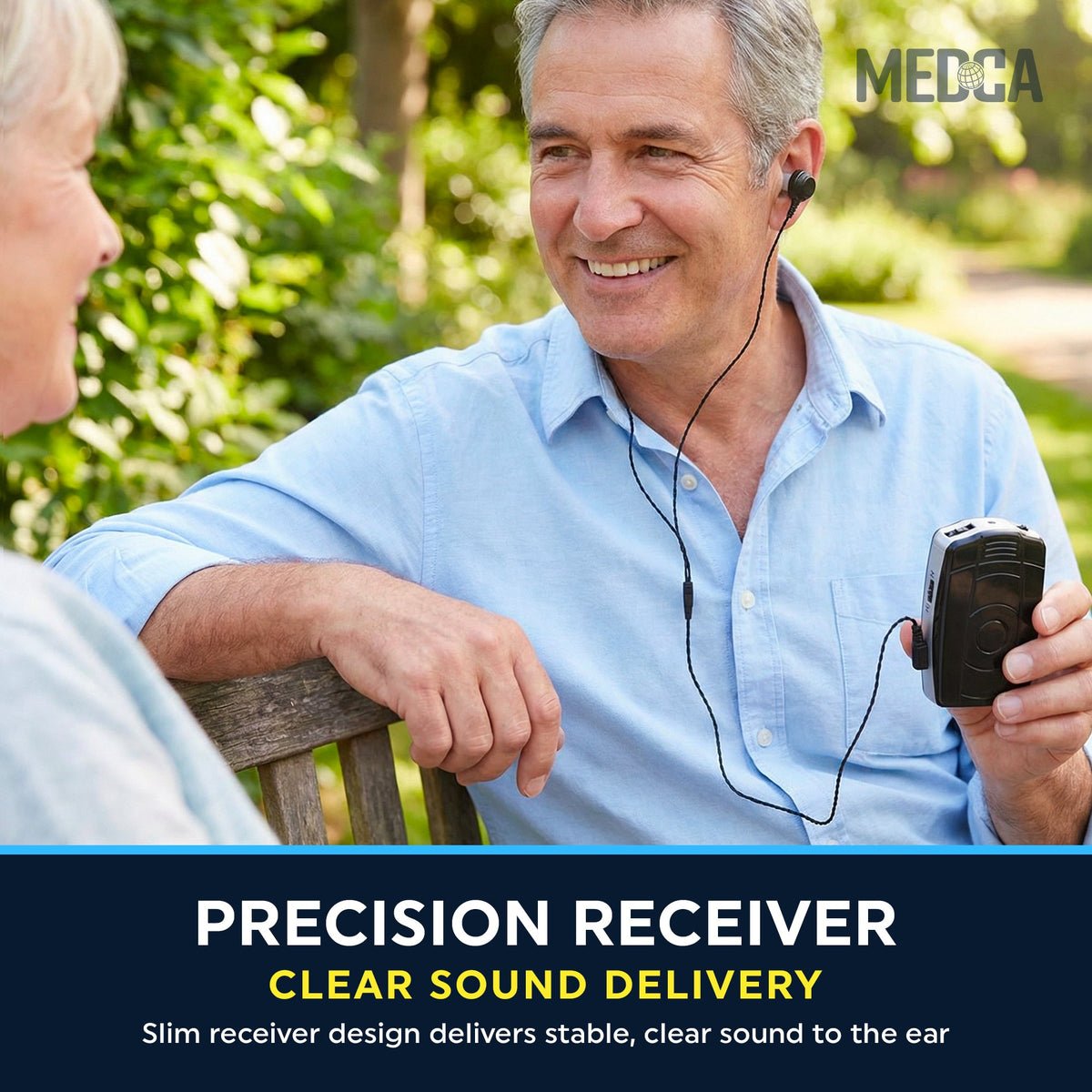 2 Pin Hearing Aid Replacement Cord & Receiver Set - Compatible with Most Pocket Hearing Aids AVA-16 & AVA-68 Body Worn Hearing Amplifiers - 75cm Cable - Sound Amplifier Accessory & 6 Ear Domes