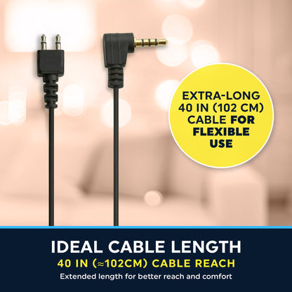 2.5mm Hearing Aid Replacement Cord w/ 2-Pin Receiver & Earbud Set - Compatible with Pocket Hearing Aid Cable for Body Worn Sound Amplifiers - Personal Hearing Amplifier Accessory & 3 Ear Domes